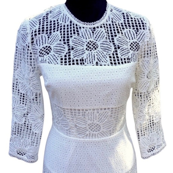 TRINA TURK floral Guipure lace midi dress size 2 - Picture 7 of 13